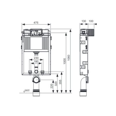 TECE BOX UNI W 13CM Καζανάκι Εντοιχιζόμενο 9370300 Ένθετο ή Επίτοιχο σε γυψοσανίδα