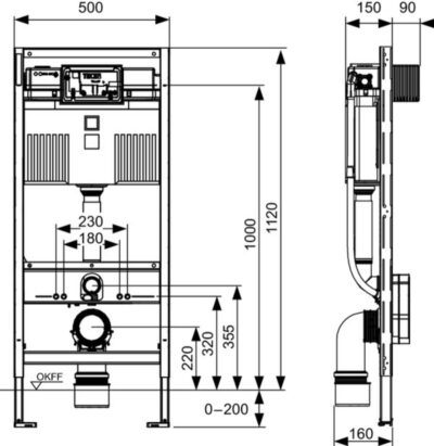 TECE PROFIL UNI 15cm Καζανάκι Εντοιχιζόμενο 9300300 Ένθετο ή Επίτοιχο σε γυψοσανίδα